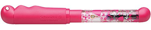 Schneider Füller Base Kid (Schreiblernfüller für Rechtshänder mit druckstabiler Anfängerfeder, Made in Germany, Motiv: Prinzessin) pink-transparent