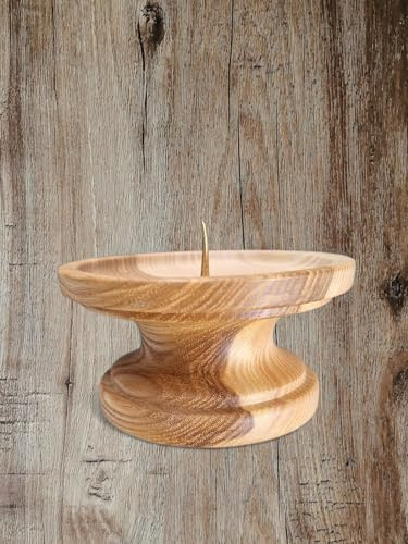 Gedrechselter Leuchter | Version: AUS DUNKLEREM Holz | für Stumpenkerzen von max. 8 cm Durchmesser Kerzenständer gedrechselt Lüster Kerzenleuchter Kerzenhalter Holzkerzenständer Holzkerzenhalter