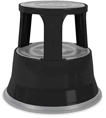 casa pura Tabouret à Deux étages - Marchepied Roulant - Marchepieds escamotables avec Plateforme en Caoutchouc antidérapante - Tabouret à Deux hauteurs séparables - Noir