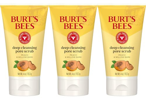Burt's Bees Deep Cleansing Pore Scrub with Peach and Willow Bark, 4 Ounces, Pack of 3
