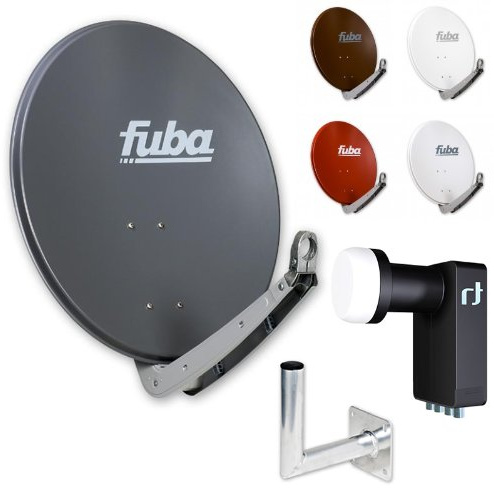 Fuba DAA 650 HD Sat Anlage - 4 Teilnehmer (m. Inverto Quad LNB) - Fuba 65cm Alu Satellitenschüssel in Wunschfarbe + Inverto Ultra Quad LNB 4 Teilnehmer + Fuba Alu Winkel-Wandhalter