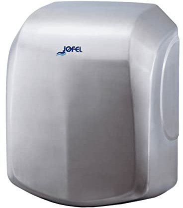 Jofel - Sèche-mains optique haute performance (525 Km/h) 1400W, sec en 10 secondes, sèche-mains automatique, filtre Hepa, anti-vandalisme, Modèle AVE Corps en acier inoxydable, AA18500 Satinée
