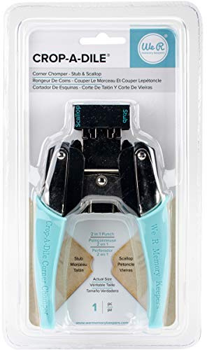 We R Makers Crop-A-Dile Corner Chomper - Lochzange Scallop & Stub - Ticket und Wellenschliff - Eckenstanzer Zange für Papier, Cardstock, Leder, Chipboard, Schaumstoff und mehr - Hellblau