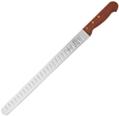 Mercer Culinary Praxis Granton Edge Slicer with Rosewood Handle, 14 Inch, Wood