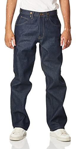 Key Apparel Relaxed Fit Double Front Denim Logger Dungarees - Mens Heavy Duty Performance Jean Work Pants- Indigo Blue (36W x 34L)