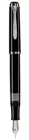 Pelikan Füllhalter Classic 205, Schwarz, Feder B (breit), hochwertiger Kolbenfüller im Geschenk-Etui, 971945