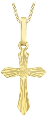 CARISSIMA Damen-Kette mit Anhänger 9ct Yellow Design Cross Pendant Necklace 18' 375 Gelbgold 45.72 cm - 1.46.1384