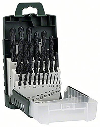 Bosch 25tlg. Metallbohrer-Set HSS-R rollgewalzt (Eisenhaltige Metalle, Kunststoff, Ø 1-13 mm, Grip Box, Zubehör für Bohrmaschine)