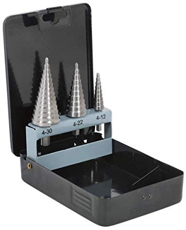 Sealey AK4746 HSS 4341 Step Drill Bit Set 3pc Double Flute