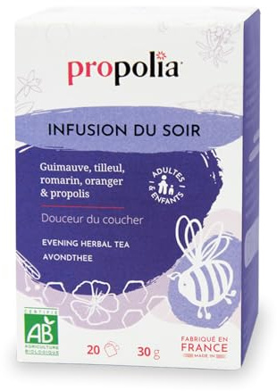 PROPOLIA - Infusions Bio du Soir - Propolis & Tilleul - 20 sachets