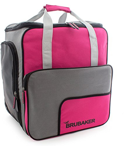 BRUBAKER Skischuhtasche Helmtasche Skischuhrucksack Superfunction Pink Grau - Limited Edition -