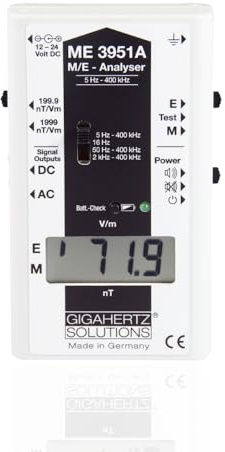 Gigahertz Solutions ME3951 A | Fortschrittliches Elektrosmog Messgerät mit hochwertigem Transportkoffer für Niederfrequenzstrahlungserkennung (5Hz - 400 KHz) | Präzise & zuverlässige Messung