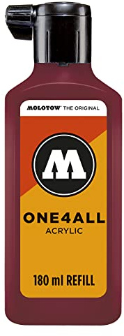 Molotow ONE4ALL Refill akryl (påfyllningsbläck för permanent markör, 1 styck à 180 ml) färg 086 burgund röd