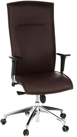 hjh OFFICE 600040 Chefsessel Murano 20 Leder Braun Bürostuhl, hohe Rückenlehne, verstellbare Armlehnen