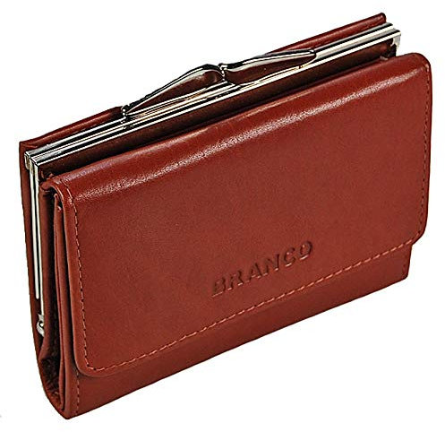 GoBago Damen Bügelbörse Leder Portemonnaie Geldbeutel Knipser (Braun)