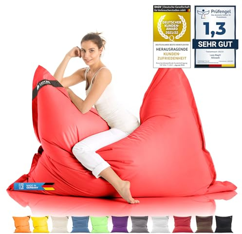Grande Puff XXL Silla para Interior y Exterior Bean-Bag de Sala de Estar, balcón, jardín, Bolsa de Frijoles 400L Silla Gigante Puf niños y Adultos 180 x 140cm (Nylon, Rojo)