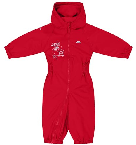 Trespass Unisex Waterproof Babies Rain Suit Dripdrop - Elastic Cuffs and Ankles, Elasticated Side Waist, Full Body Length Zip, Reflective Piping, Grown on Hood, Padded