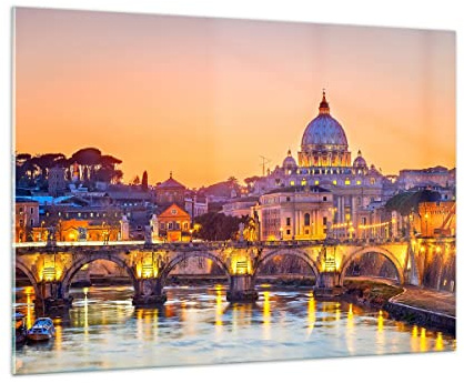 Moderno Quadro in Vetro 100x70 cm Stampe da Parete Architettura Città 2704 | Roma Italia Basilica Quadro Decorativo Grande Decorazione Murale Soggiorno Arte da Parete Decorazione da Parete ARTTOR