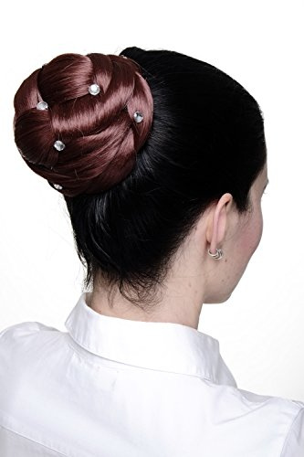 WIG ME UP - Toupet Crocchia Intrecciata finemente Chignon Costume Tradizionale Rosso Castano rossiccio Castano Voluminoso con Strass JL-SZ01-35