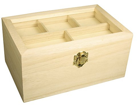 Rayher 62578000 H.Schatulle m.Deko-Deckel FSC Mix Credit, 20x13x9,5cm, 5 Fächer im Deckel