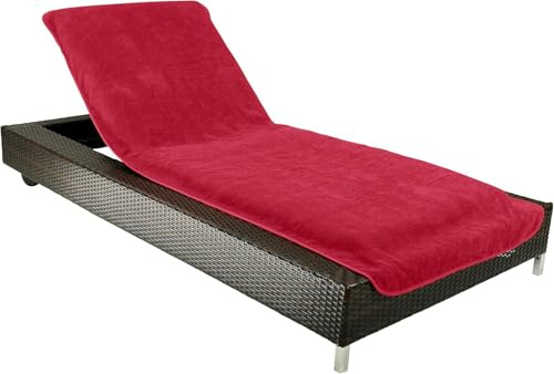 Brandsseller Gartenliegenbezug 75x200 cm – Frottee Schonbezug Handtuch-Auflage aus 100% Baumwolle – waschbar, rutschfest, Öko-Tex Standard 100 – Rot