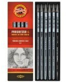 Koh-I-Noor 8915 PROGRESSO - Graphit/Aquarell-Set, Vollminenstift holzfrei, 2er Set (je 6 Stück-inkl. 1 wasserlöslicher Bleistift)