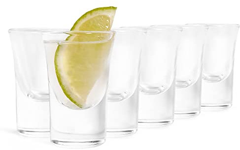 VonShef Shot Glasses, Set of 6 25ml Clear Glass Shot Measures with Heavy Base, Dishwasher Safe Vodka & Tequila Glasses for Home Bar & Parties