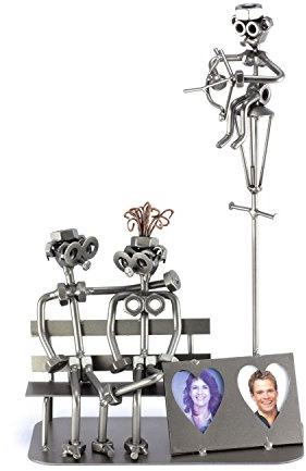 Steelman24 Schraubenmännchen Liebespaar mit Bilderrahmen | Made in Germany,Handarbeit,Geschenkidee,Stahlfigur,Metallfigur,Metallmännchen