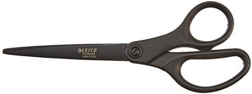 Leitz Schere Titan Anti-Haft, Hochwertige Haushaltsschere mit ergonomischem Griff, Klingen aus rostfreiem Stahl, Für zu Hause, Büro und Schule, Länge 18 cm, Schwarz, 54196095