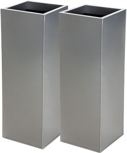VIVANNO Lot de 2 bacs à Fleurs en Zinc Block Design 65 cm, argenté