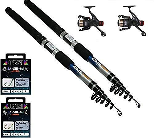 Forellenset Angelset Forelle 2 x Rute 3.0 Meter 2 x Rolle 2 x Schnur und 20 Haken NEU