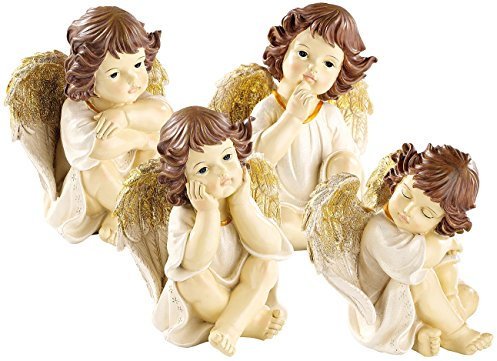 infactory Engelfiguren Weihnachten: Große Deko-Weihnachtsengel im 4-er Set (Deko Engel Weihnachten, Weihnachtsengel Figur)