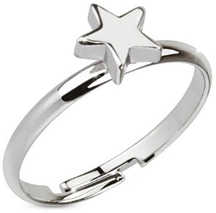 Bungsa Zehenring mit Stern silber Mittelring Größenverstellbar Brass (Zehring Fussschmuck Fussring Toe-Ring Nail Ring Mittelring Nagelring biegbar verstellbar)