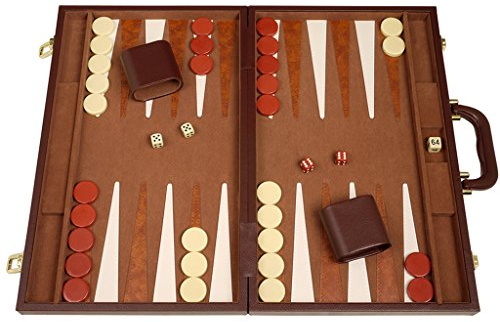 18 Deluxe Backgammon Game Set - Medium Brown Case