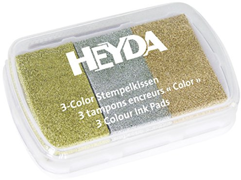 BRUNNEN HEYDA 204888466 HEYDA 204888466 3-Color Stempelkissen 9 x 6 cm, (Metallic) (Metallic)