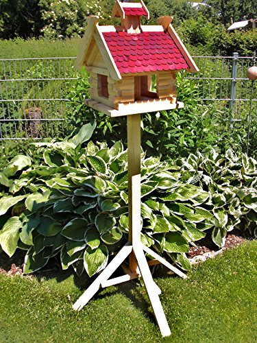 Vogelhaus-Vogelhäuser Vogelfutterhaus Vogelhäuschen aus Holz Vogelhausständer Nistkasten Schreinerarbeit in unterschiedlichen Farben erhältlich … (Vogelhaus mit Ständer V06+S1)