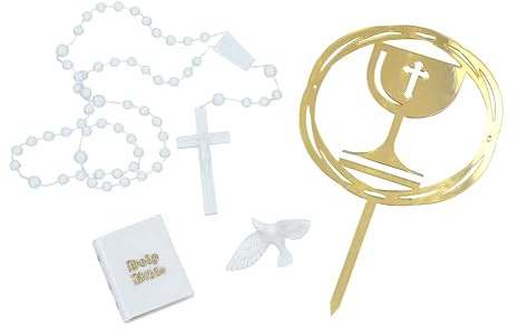 Hobbybäcker – Tortendeko (4-teiliges Set), für die heilige Kommunion, für Jungen und Mädchen, Kuchendeko aus Kunststoff