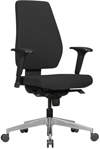 AMSTYLE Bürostuhl Darius Stoff Schwarz mit Armlehnen | Schreibtischstuhl mit Synchronmechanik, Drehstuhl ergonomisch geformt, Drehsessel zeitlos für Büro und Homeoffice