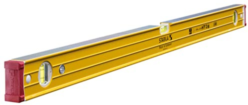 STABILA Wasserwaage Type 96-2, 100 cm, extrasteifes Alu-Profil, 1 Horizontal-Libelle, 2 Vertikal-Libellen, stoßdämpfende Endkappen, integrierte Rutsch-Stopper, Made in Germany