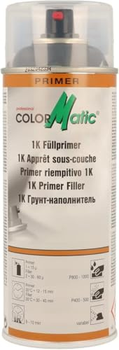 COLORMATIC 1K Füllprimer HG6 Graphitgrau 400 ml - Korrosionsschutz | Füllern & Grundieren in einem Arbeitsgang - isoliert Durchschliffstellen - überlackierbar - schweißbar