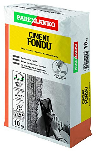 Parexlanko - Ciment Fondu - Gris – Maçonnerie et petits scellements - Durcissement rapide - Résistant aux conditions extrêmes - Utilisable pur - 10kg | Pour maçonnerie et petits scellements - Durcissement rapide - Résistant aux conditions extrêmes - Utilisable pur