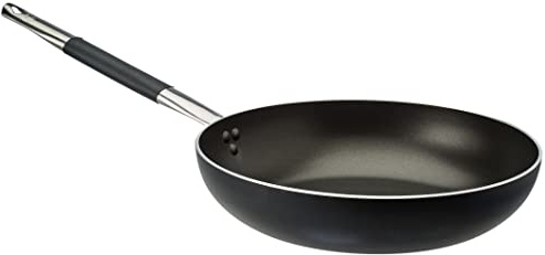 Pentole Agnelli Alblack Pfanne, hoch, Aluminium, 3 mm dick, Induktionsboden 8 mm dick, mit rundem Griff aus Edelstahl Cool, Schwarz 32 cm schwarz