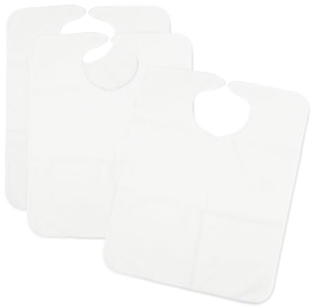 Ti TIN 3er Pack-Lätzchen für Erwachsene, 50x60 cm | Frottee Latz mit wasserdichtem Plastikfutter und Klettverschluss, Material: 73% Baumwolle, 27% Polyester, Farbe: weiß