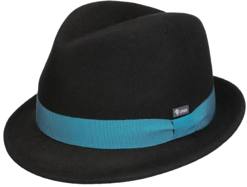 Lipodo Barnhatt av ullfilt – Trilby Made In Italy – filthatt med ripsband – ullfilthatt sommar/vinter – Fedora för barn – en storlek 52–53 cm, svart, One size