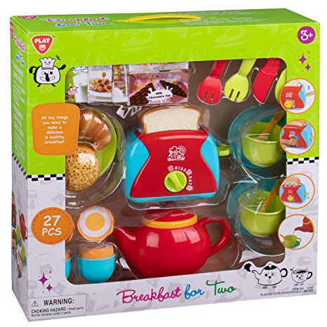 PlayGo Spielset Frühstück für Zwei, mit Küchenutensilien, Geschirr und viel Zubehör, 27 teilig