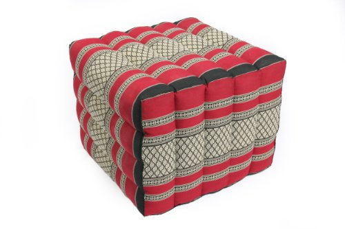 Handelsturm Thaikissen Quader/Würfel 40 x 45 x 50 Positurkissen Hocker Fußhocker Lagerungskissen Polsterhocker Fußablage schwarz rot