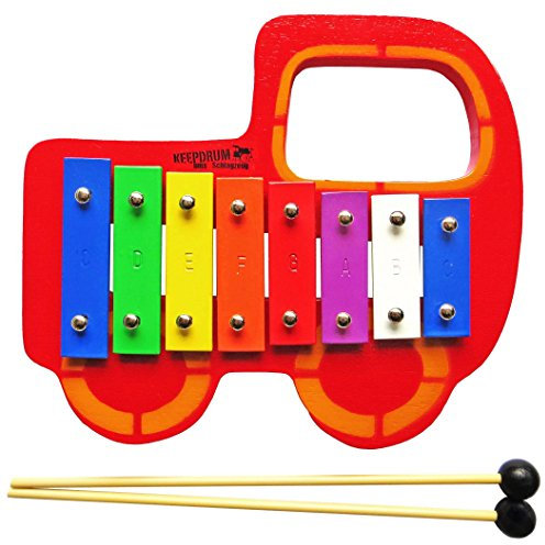 keepdrum Glockenspiel für Kinder Auto Spielzeug aus Holz