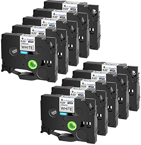 superink kompatibel Schwarz auf Weiß TZ211 tz-211 TZE211 TZe 211 Label Tape für Brother P-Touch gl-100 PT200 10 PK TZ211 weiß