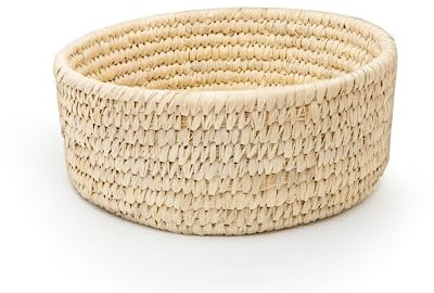 Fair Trade Korbwaren Aufbewahrungskorb aus Palmblätter Brotkorb, Obstkorb Handarbeit – Korb Aufbewahrung für Brot, Brötchen – Brötchenkorb (L)