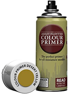 The Army Painter, Desert Yellow Colour Primer, Acrylic Spray paint Desert Yellow 400 ml, Miniature Painting Primer for Wargames, DnD & Warhammer